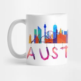 Australia Landmarks Watercolor  letter Art - Pink lettering Mug